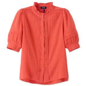 ME+EM Cotton Cheesecloth Summer Blouse in Papaya Orange - Size US 0 (NWT)